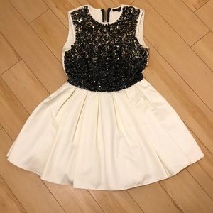 Skater dress with sequin front